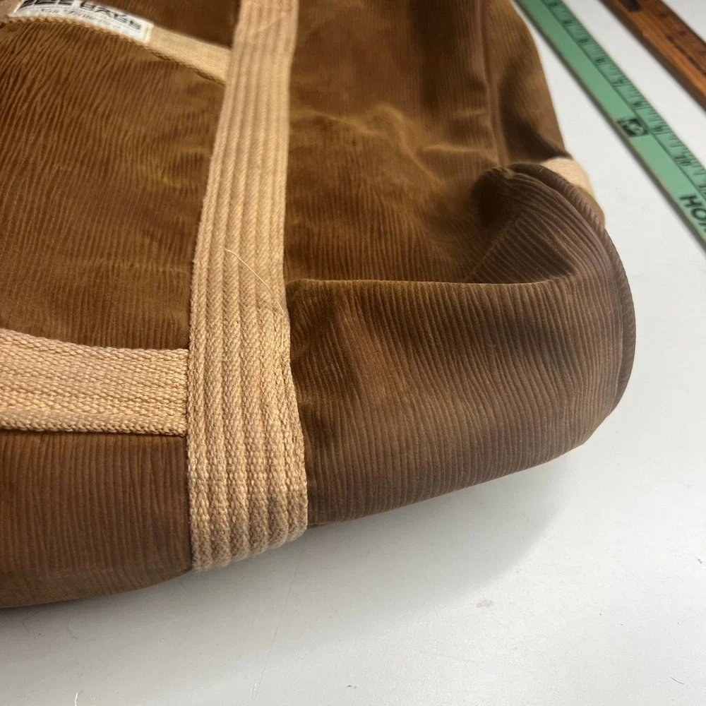 Vintage 70s Bay Bags San Francisco Brown Corduroy Duffle Bag Weekend Travel Bag